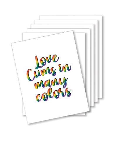 Love Cums In All Colors Naughty Greeting Card - Pack Of 6
