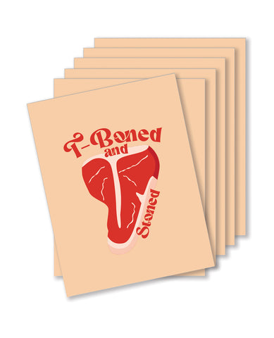 T-Boned And Stoned Naughty Greeting Card - Pack Of 6