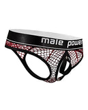 Cock Pit Fishnet Cock Ring Thong Red S/M