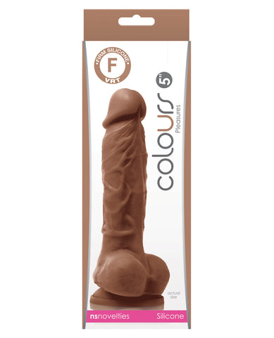 Colours Pleasures 5" Dong w/Balls & Suction Cup - Brown