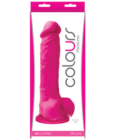 Colours Pleasures Silicone 8" Dildo w/Suction Cup - Electric Pink
