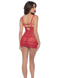 Valentines Stretch Lace Babydoll w/Boning Detail & G-String Red S/M