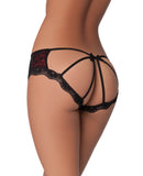 Cage Back Lace Panty - Black/Red