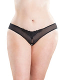 Crotchless Thong w/Pearls - Black