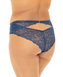 Helena Stretch Lace Open Back Crotchless Panty Estate Blue 1X/2X