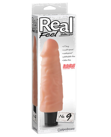 Real Feel No. 9  Long 9" Waterproof Vibe - Flesh Multi Speed