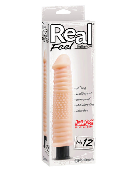 Real Feel No. 12  Long 10" Waterproof Vibe - Flesh Multi Speed