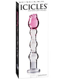 Icicles No. 12 Hand Blown Glass Massager - Clear w/Rose Tip