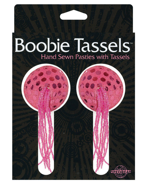 Boobie Tassels Hand Sewn Pasties w/Tassels - Pink