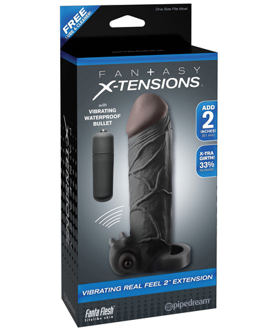 Fantasy Xtensions Vibrating Real Feel 2" Extension w/Ball Strap - Black