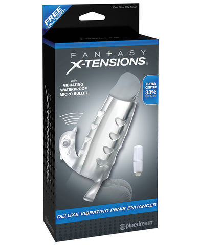 Fantasy Xtensions Deluxe Vibrating Penis Enhancer - Clear