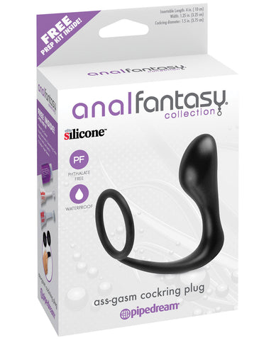 Anal Fantasy Collection Ass Gasm Cockring Plug - Black, Anal Products,- www.gspotzone.com