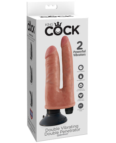 King Cock Double Vibrating Penetrator - Flesh