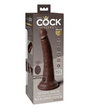 King Cock Elite 7" Dual Density Vibrating Silicone Cock w/Remote - Brown