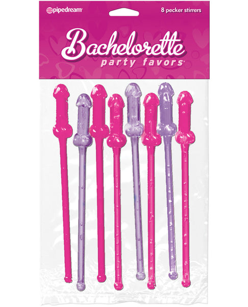 Bachelorette Party Favors Pecker Stirrers - Asst. Colors Pack of 8