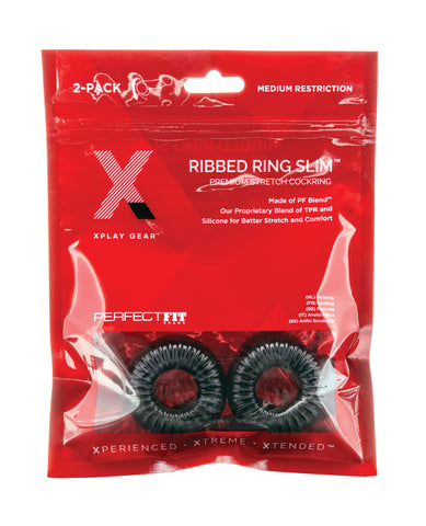 Xplay Gear Blended Premium Stretch Ribbed Slim Ring - Black Pack of 2
