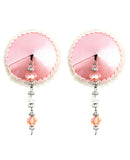 Sequin Nipple Covers Round w/Faceted Beads - Pink