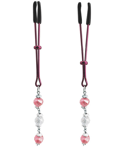 Tweezer Pink Nipple Clamp w/Pink Faceted Beads