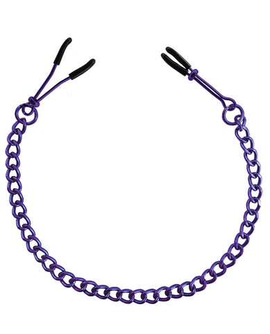 Wide Tweezer Nipple Clamp w/Purple Chain