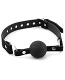 Rouge Leather Strap Ball Gag - Black