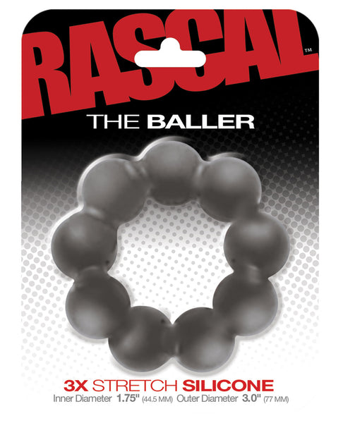 The Baller 3X Stretch Silicone Cockring - Grey