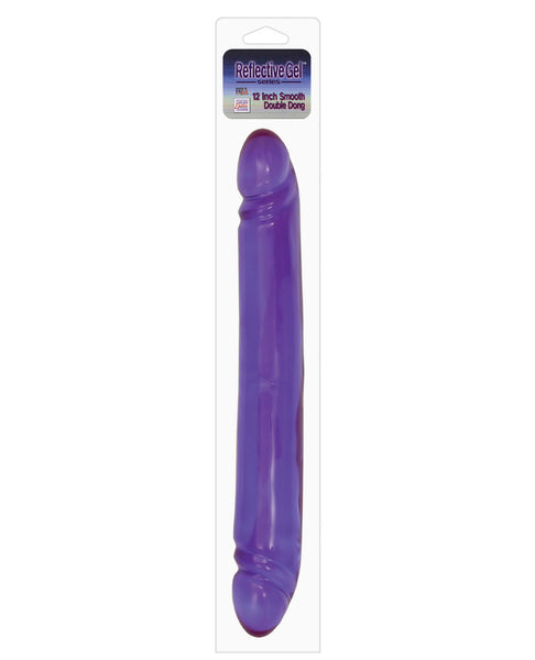 12" Reflective Gel Smooth Double Dong - Lavender, Dongs & Dildos,- www.gspotzone.com