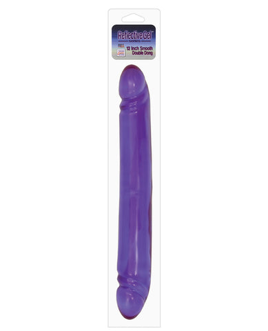 12" Reflective Gel Smooth Double Dong - Lavender, Dongs & Dildos,- www.gspotzone.com