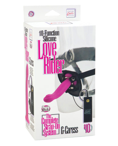 10 Function Silicone Love Rider G Caress - Pink, Strap Ons,- www.gspotzone.com