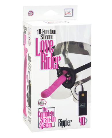 10 Function Silicone Love Rider Rippler - Pink, Strap Ons,- www.gspotzone.com