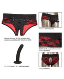 Scandal Crotchless Pegging Panty Set S/M - Red