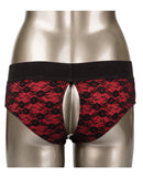 Scandal Crotchless Pegging Panty Set L/XL - Red