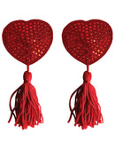 Shots Ouch Heart Nipple Tassels - Red