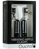 Shots Ouch Vibrating Nipple Clamps - Black