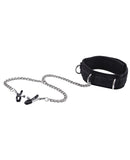 Shots Ouch Velcro Collar w/Nipple Clamps - Black