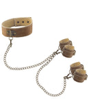 Shots Ouch Leather Collar w/Hand & Leg Cuffs - Brown