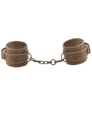 Shots Ouch Leather Hand Cuffs - Brown