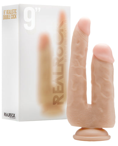 Shots RealRock 6.3" Realistic Double Cock w/Suction Cup - Flesh