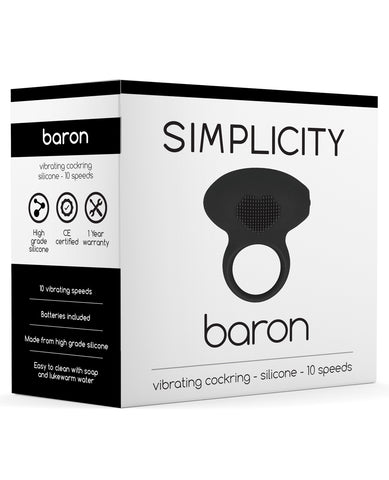Shots Simplicity Baron Vibrating Cockring - 10 Speed Black