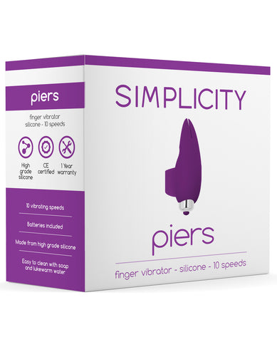 Shots Simplicity Piers Finger Vibrator - 10 Speed Purple