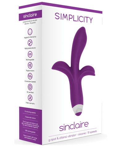 Shots Simplicity Sinclaire Rechargeable G Spot & Clitoral Vibrator - 10 Speed Purple