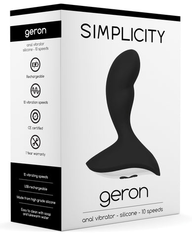 Shots Simplicity Geron Rechargeable Anal Vibrator - 10 Speed Black
