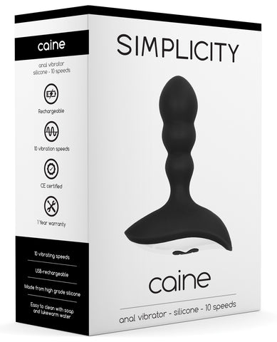 Shots Simplicity Caine Rechargeable Anal Vibrator - 10 Speed Black