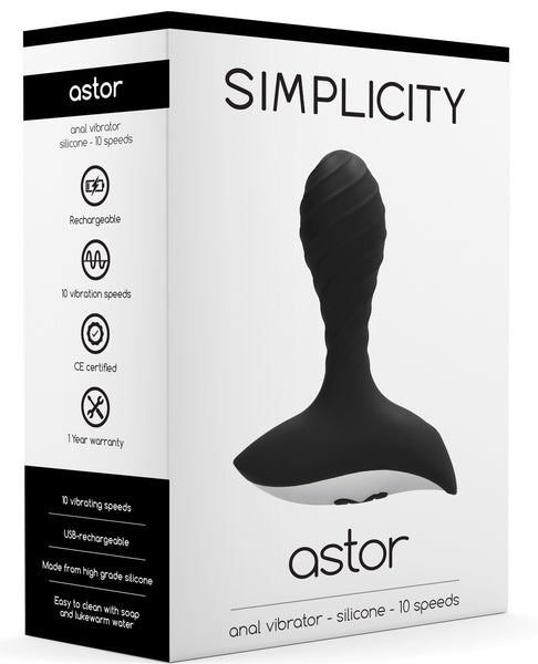Shots Simplicity Astor Rechargeable Anal Vibrator - 10 Speed Black