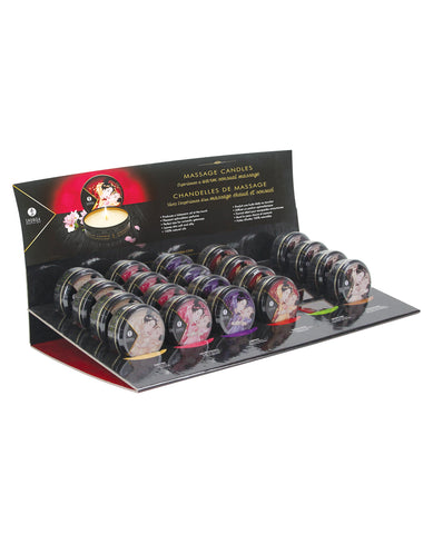Shunga Mini Candlelight Massage Candle Display No Green Tea - Asst. Scents Display of 20