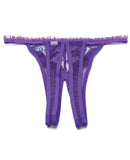 Scalloped Embroidery Crotchless Panty - Purple