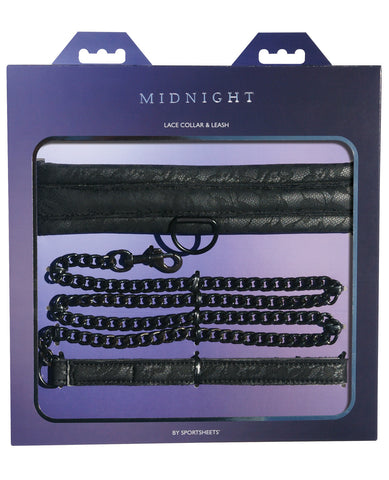 Midnight by Sportsheets Lace Collar & Leash - Black
