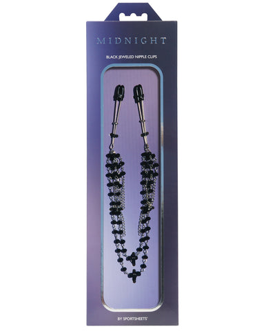Midnight by Sportsheets Black Jeweled Nipple Clips