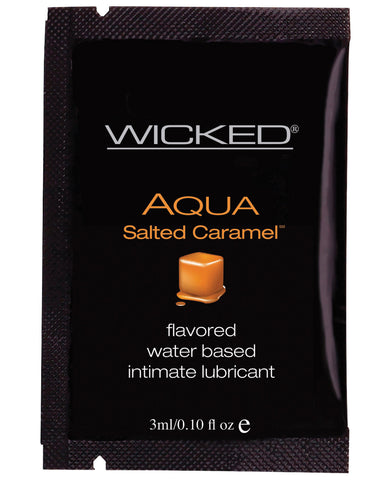 Wicked Sensual Care Collection Aqua Waterbased Lubricant - 3 ml Packet Salted Caramel