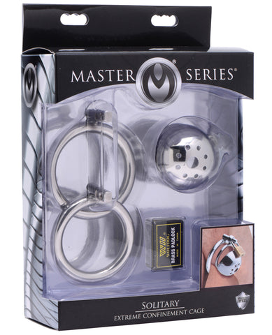 Master Series Solitary Plus Extreme Confinement Cage w/Cum Thru Plug - Silver