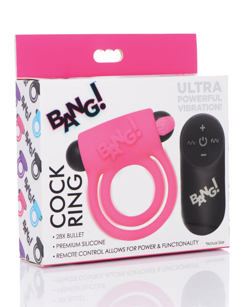 Bang! Vibrating Cock Ring & Bullet w/Remote Control - Pink